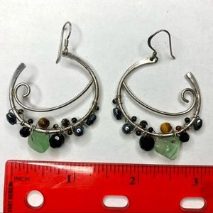 Sterling Silver Green Sea Glass / Frosted Glass Dangle Earrings